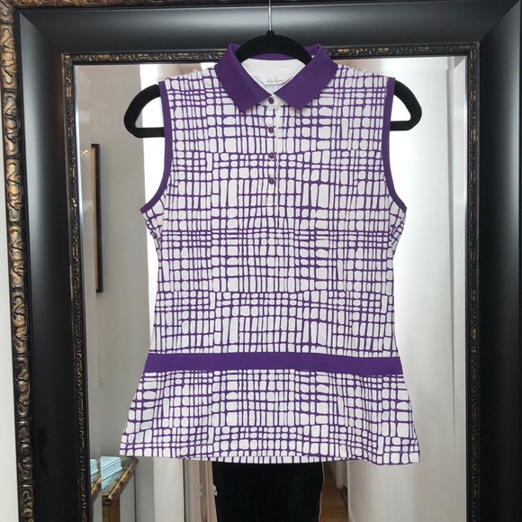 Lady Hagen purple patterned sleeveless golf top - Picture 1 of 4